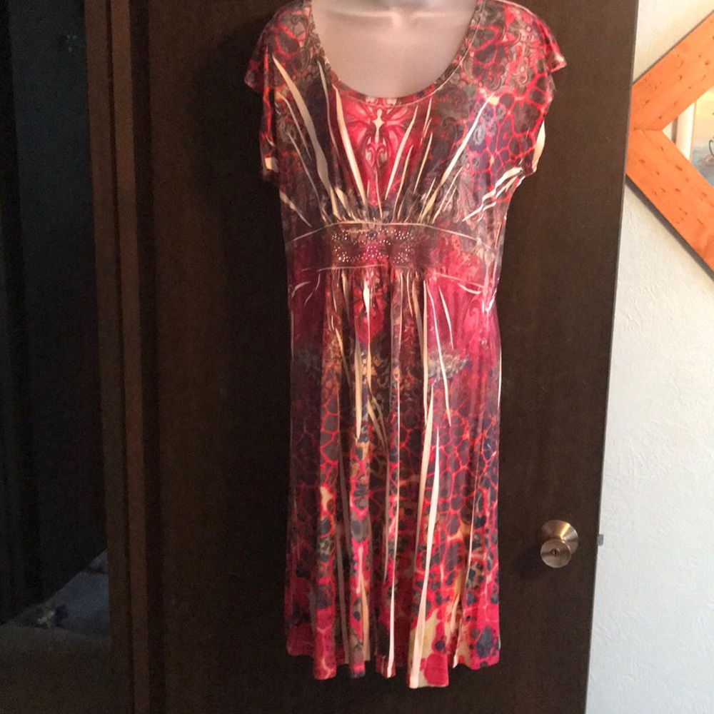 Scoop neck dress in fun stretchy print